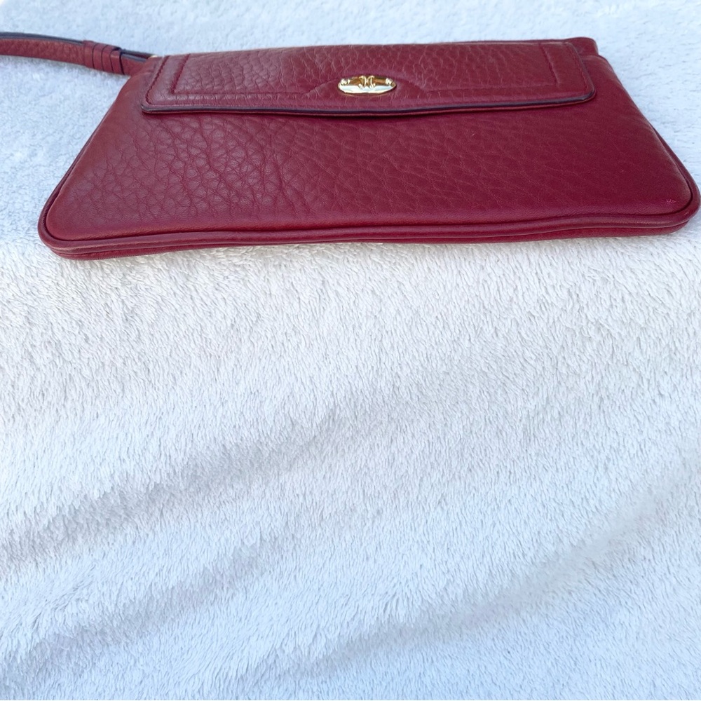 Cole Haan Red Leather Wristlet‎ with Gold Clasp